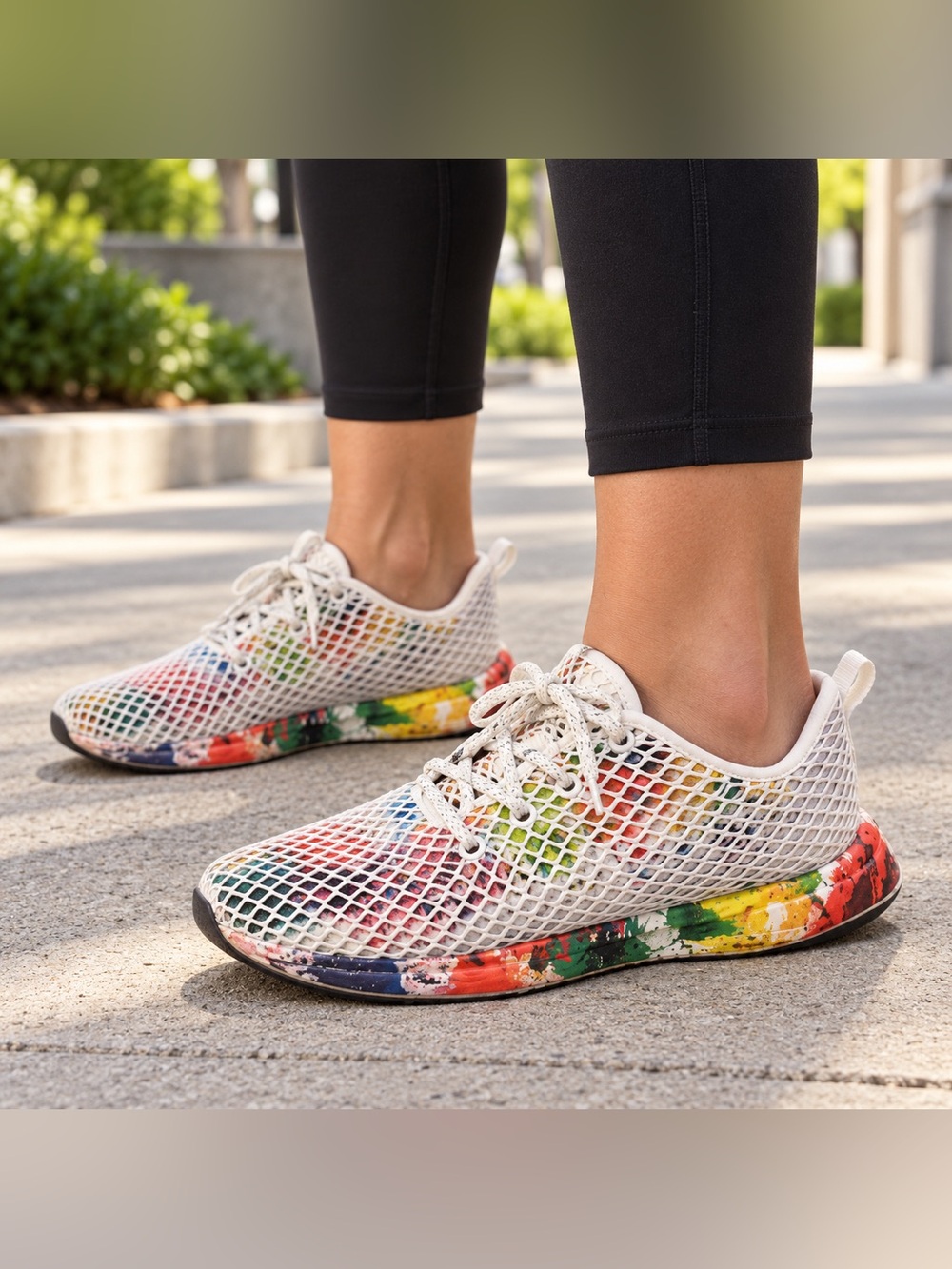 NOBULL White Floral Mesh Trainer Sneakers Women 8 Men 6.5